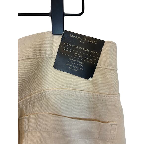 NWT Cream Banana Republic High-Rise Barrel Wide Leg Jeans 32/14 Lagenlook Street - Picture 5 of 5